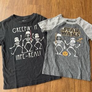 Star Wars Halloween T-Shirt Boys Kids Darth Vader Stormtroopers Black Tee 4T XS